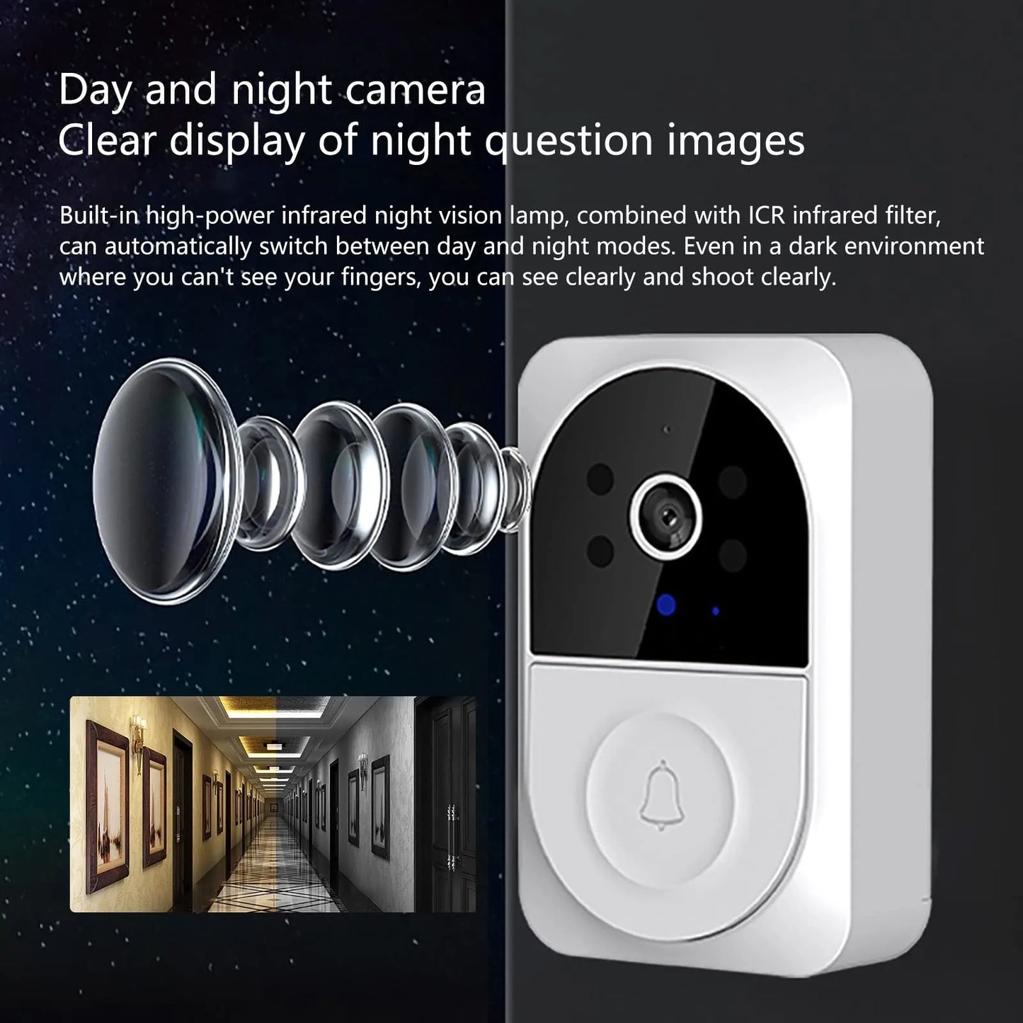 Smart Video Doorbell Wifi Camera With 2-Way Audio, Real-Time Alerts