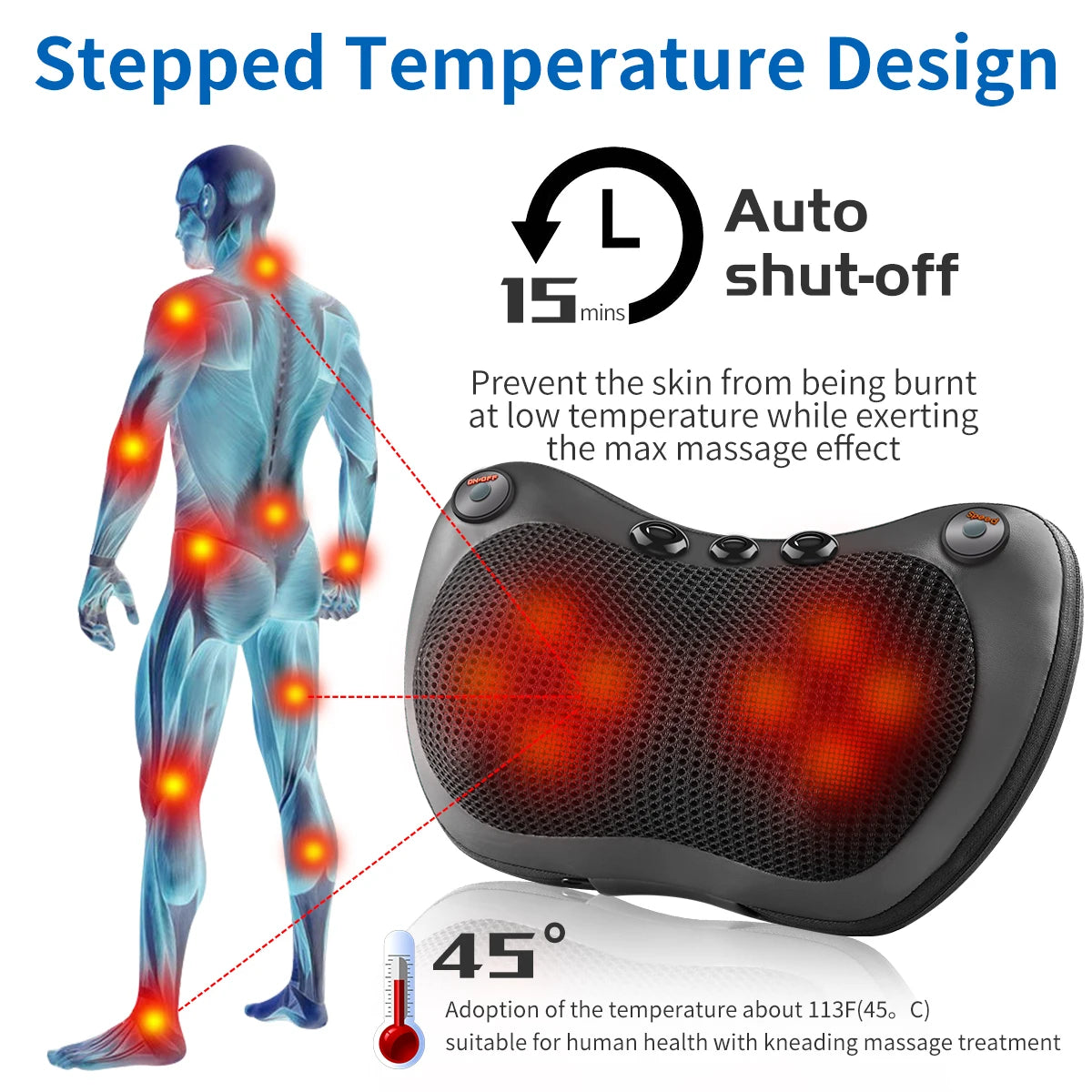 Electric Neck Massage Pillow for Shoulder Back Heating Kneading,Infrared therapy