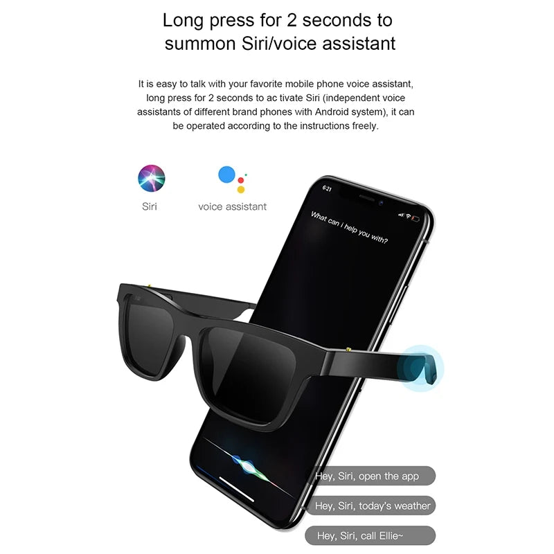 E10 Smart Glasses Bone Conduction Headphones Replaceable Prescription Lenses Bluetooth Earphone Stereo Music Sunglasses Ear Hook