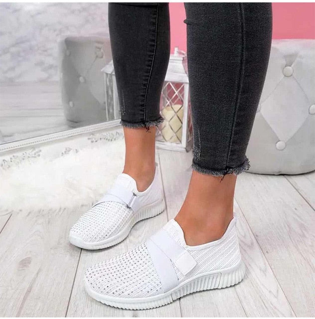 Woman Slip On  Vulcanized Mesh Breathable Shoes