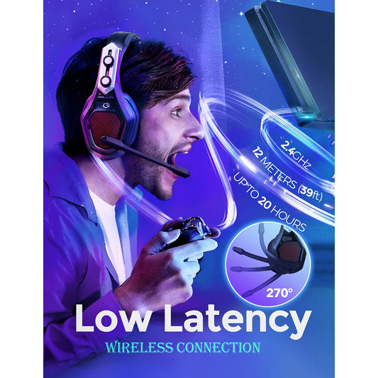 Wireless Gaming Headset USB/3.5mm Headphone with Noise cancelling mic