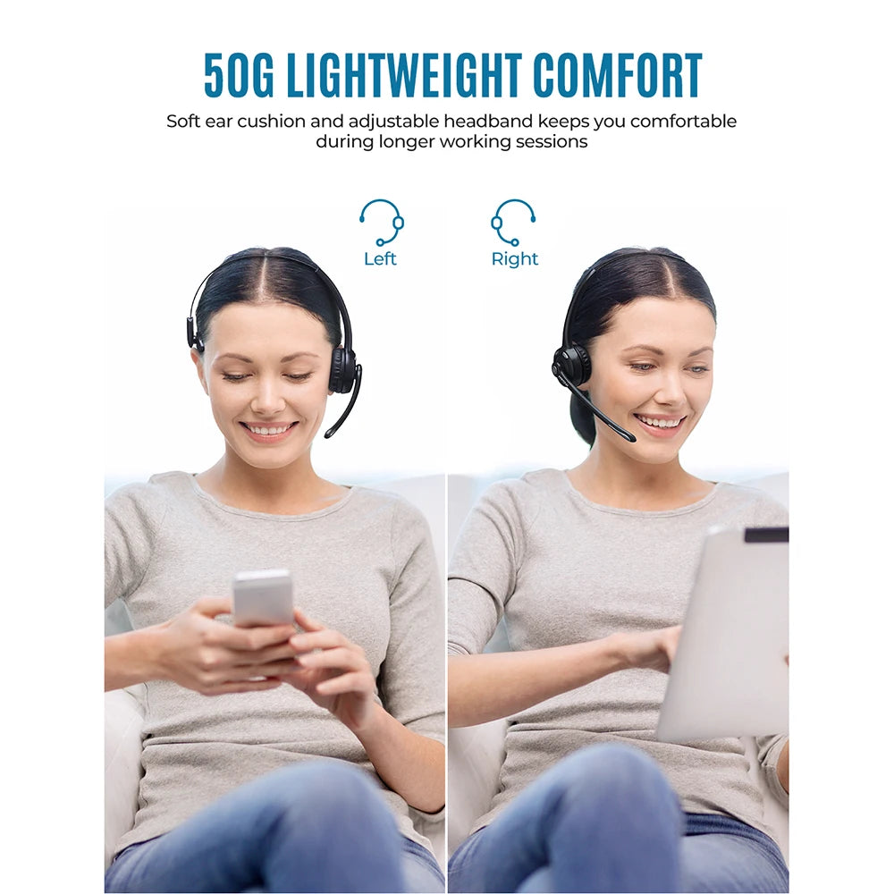 Wireless Bluetooth headphone With Microphone Call Center