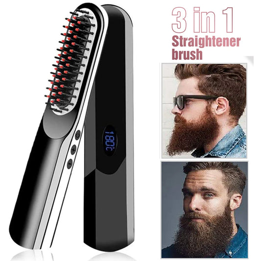 Wireless Men Quick Beard Straightener Hair Style Comb