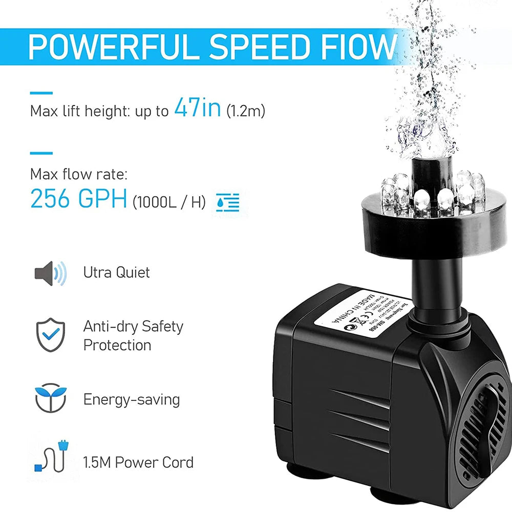 LED Water Pump Ultra-quiet Submersible 12 LED Light Water Pump