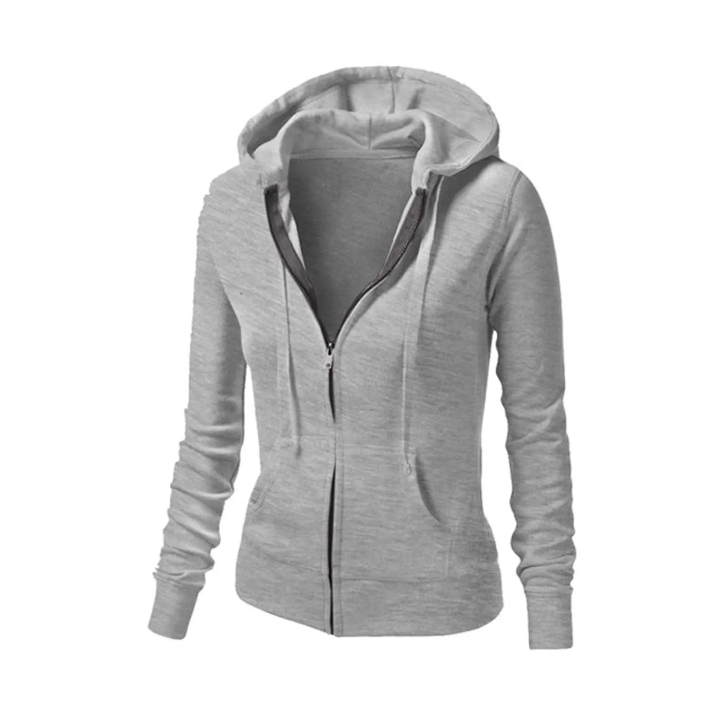 Autumn Winter Hooded Sweatshirt Women Pockets Zipper Hoodies