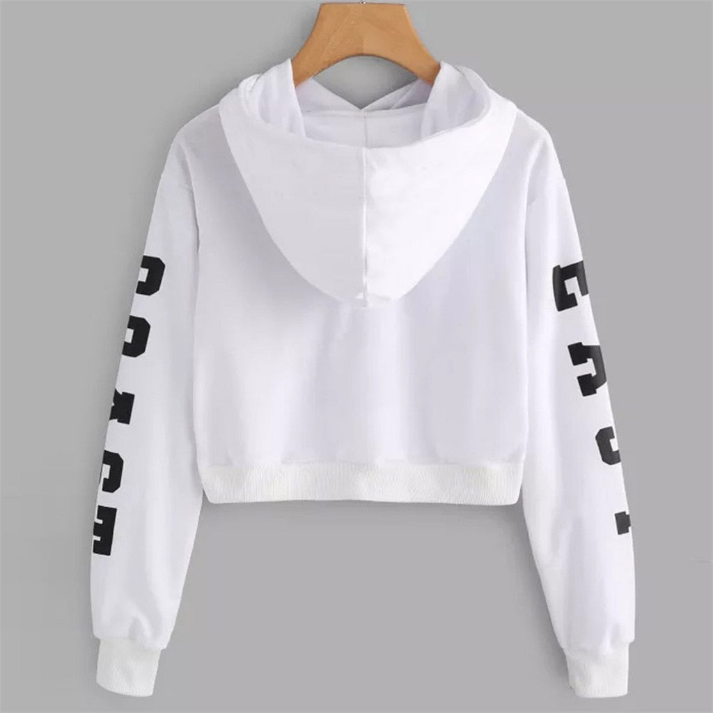 Sweatshirt Letters Hooded Womens Autumn Long Sleeve Pullover