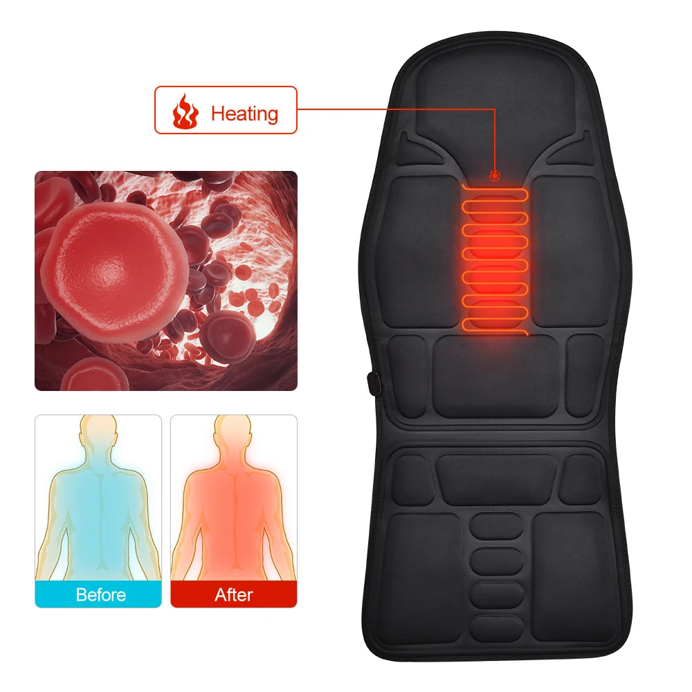 Electric Vibrating Car Massage  Mat Portable Infrared Heating Back Vibrator