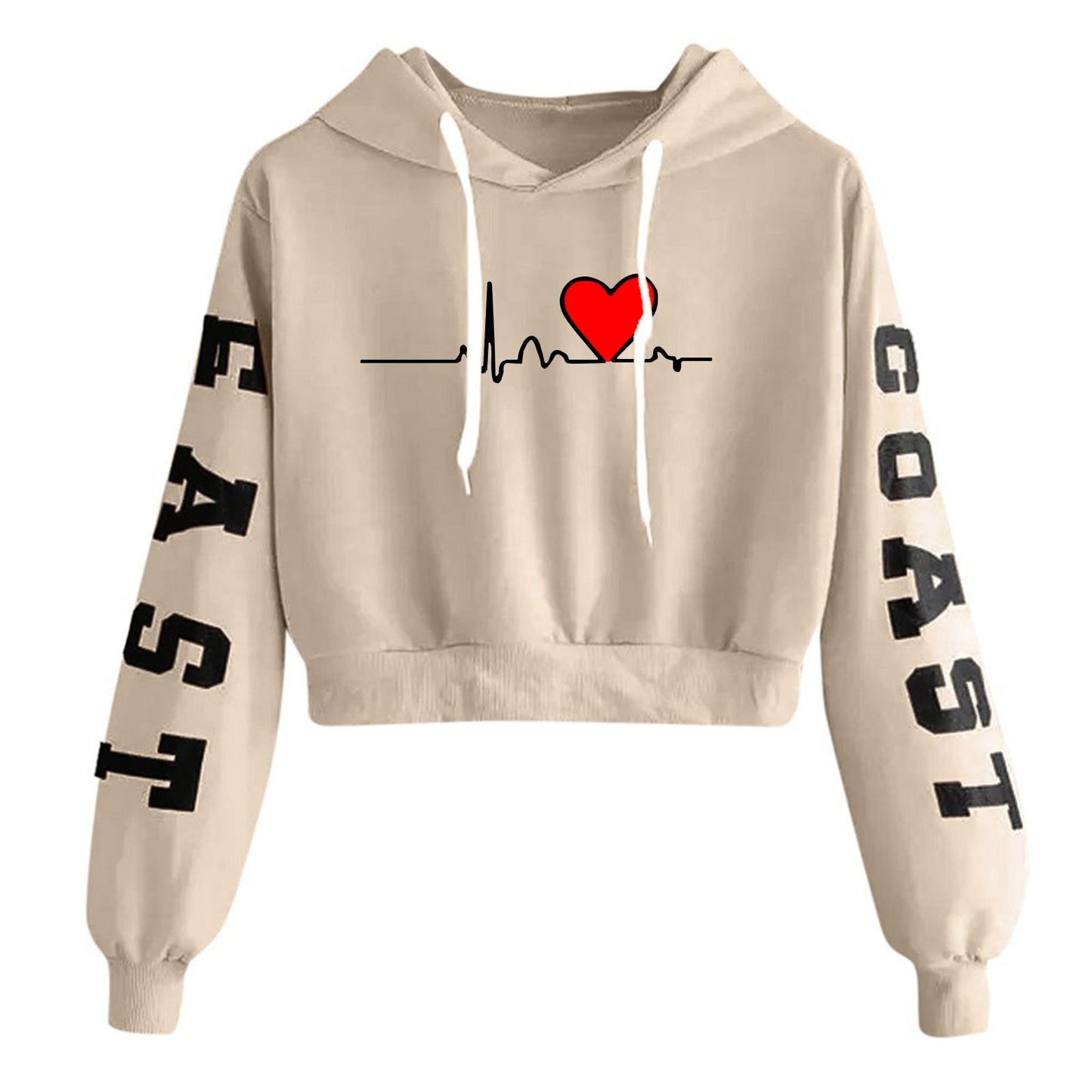 Heart Print Hoodie Woman Sweatshirt