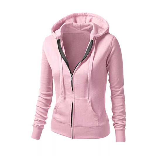 Autumn Winter Hooded Sweatshirt Women Pockets Zipper Hoodies