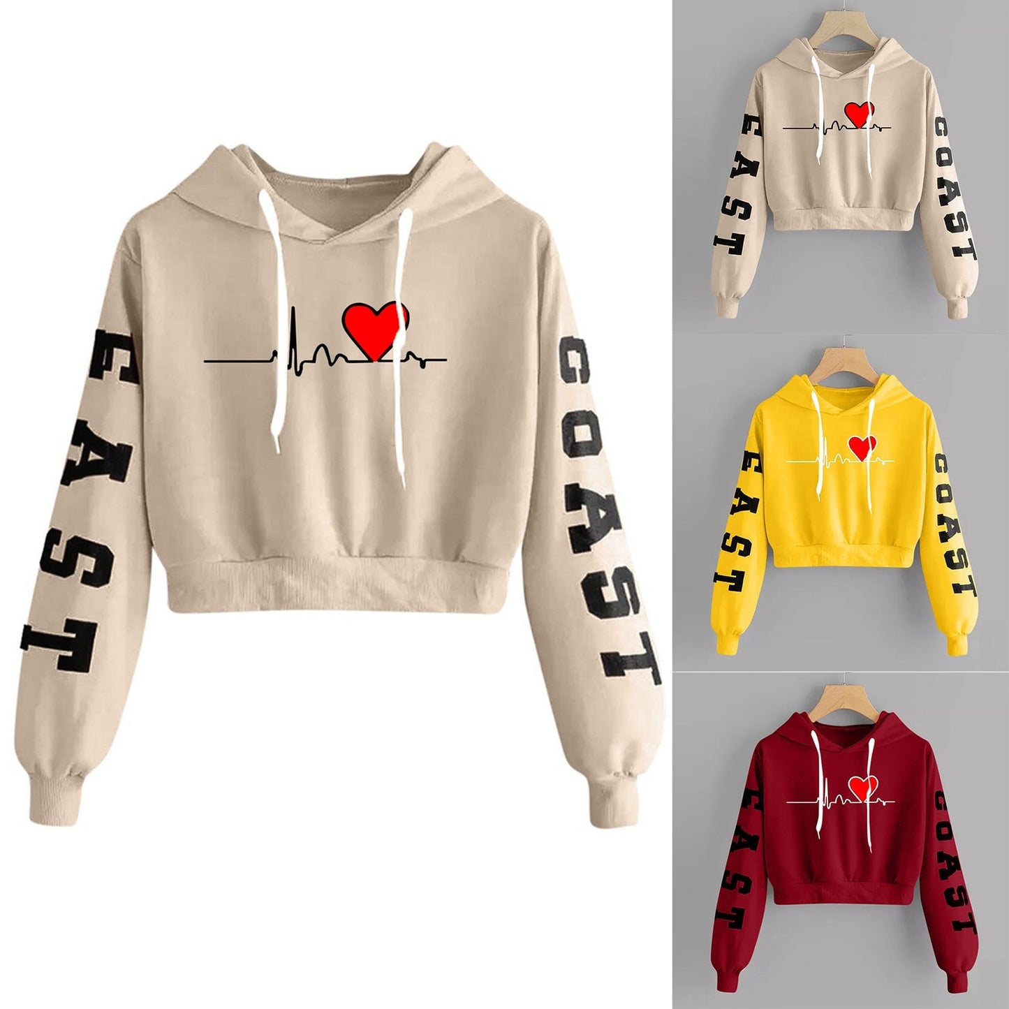 Heart Print Hoodie Woman Sweatshirt