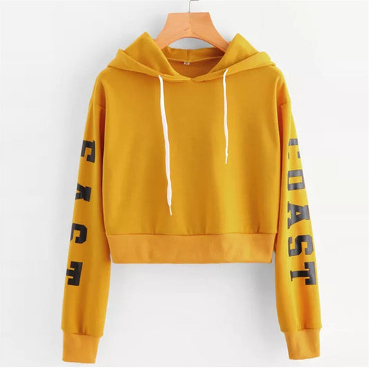 Sweatshirt Letters Hooded Womens Autumn Long Sleeve Pullover