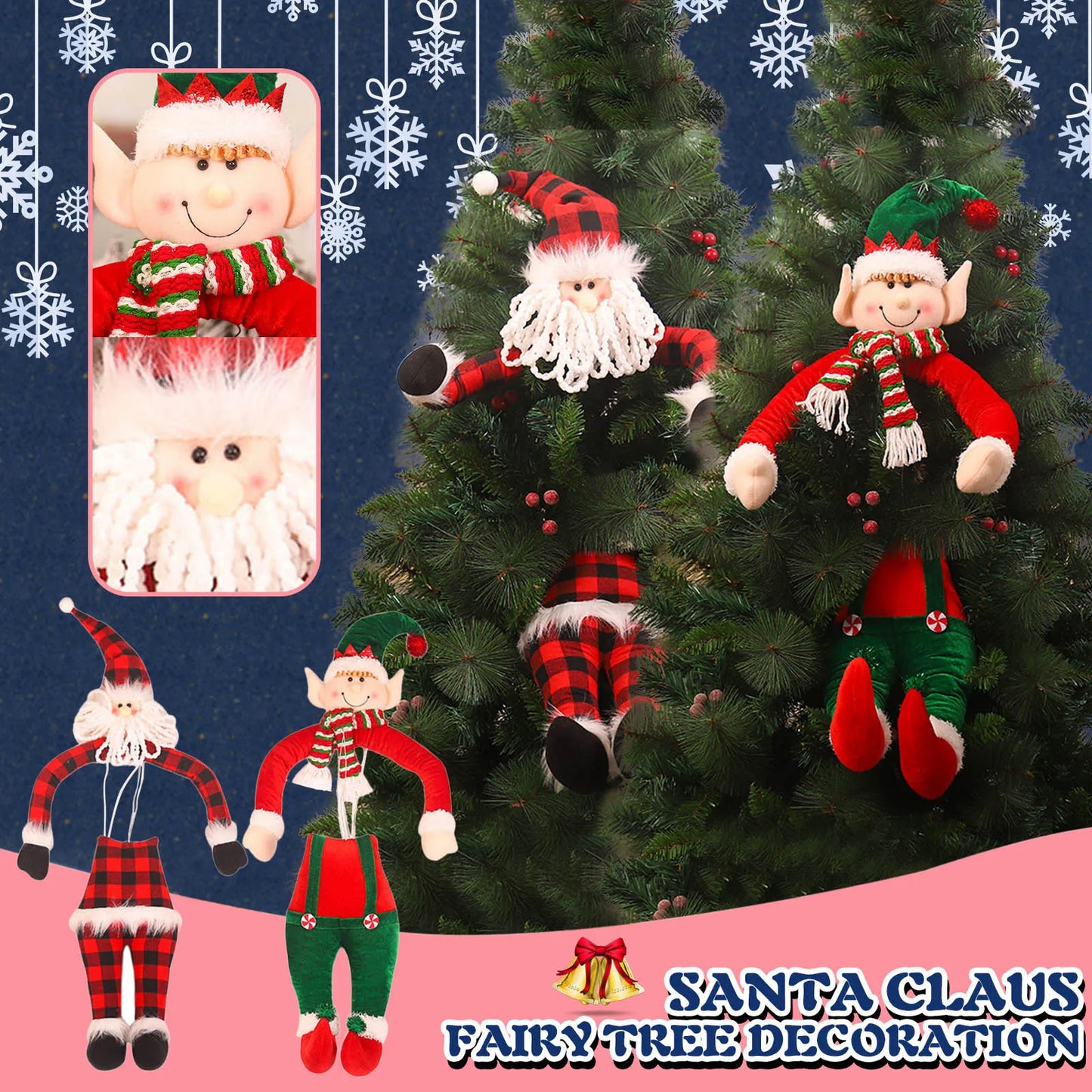 Large Size Christmas Tree Doll Hugger Santa Claus Elves