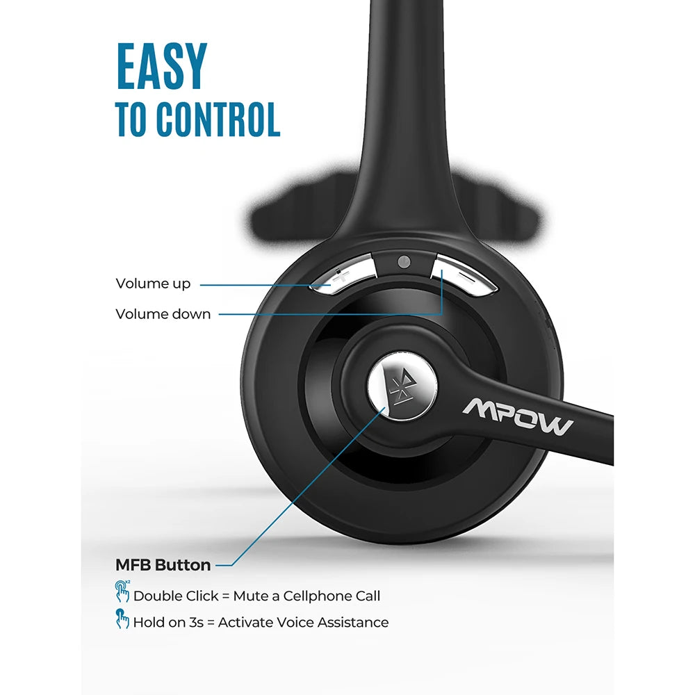 Wireless Bluetooth headphone With Microphone Call Center