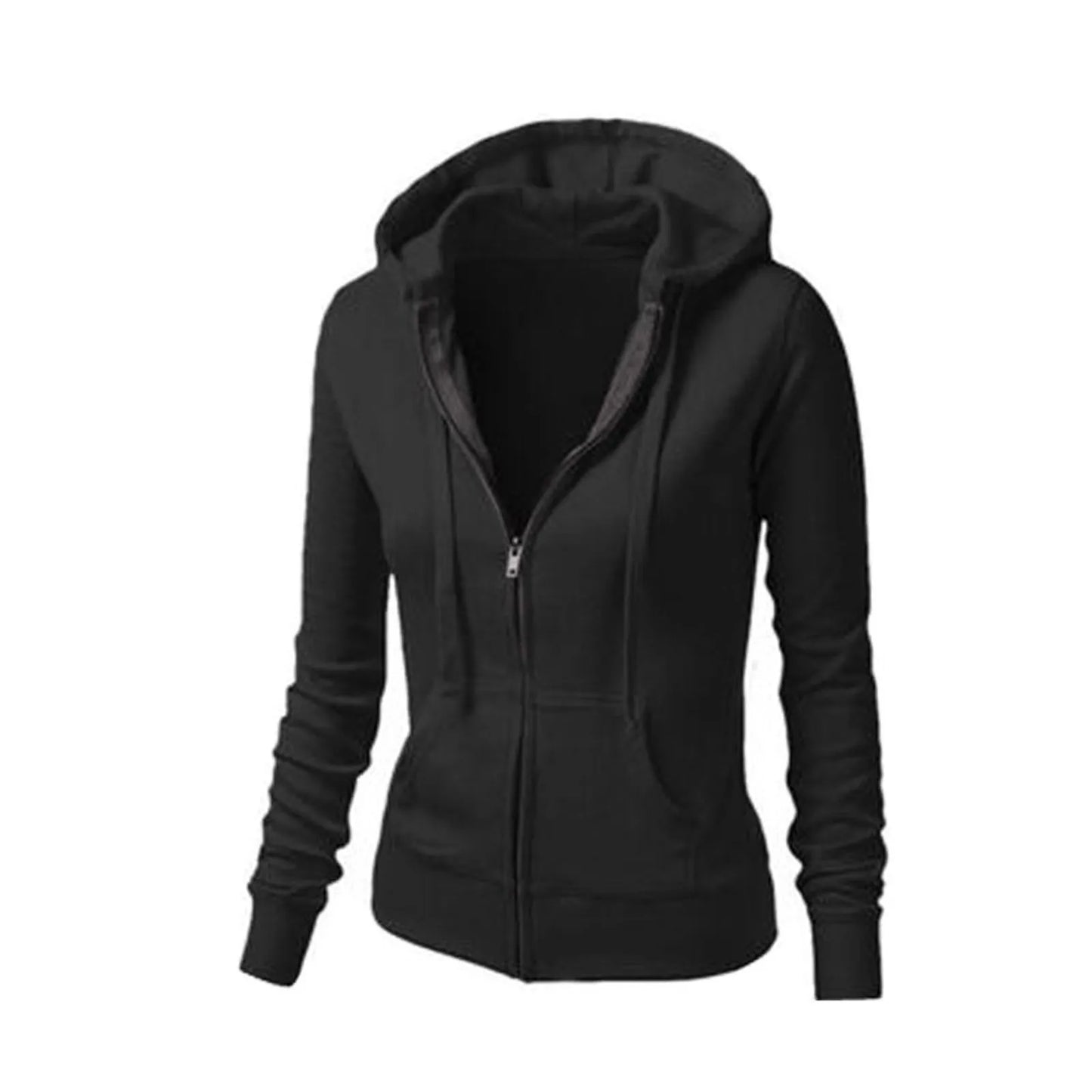 Autumn Winter Hooded Sweatshirt Women Pockets Zipper Hoodies