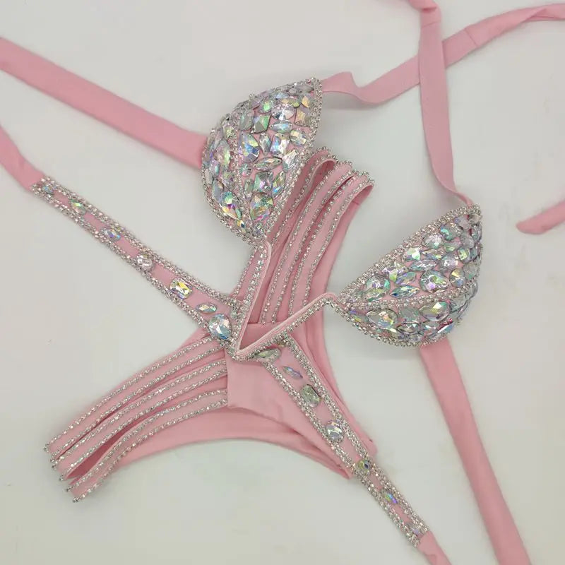 Rhinestone  beach 2 Piece Set swimsuit Bikini