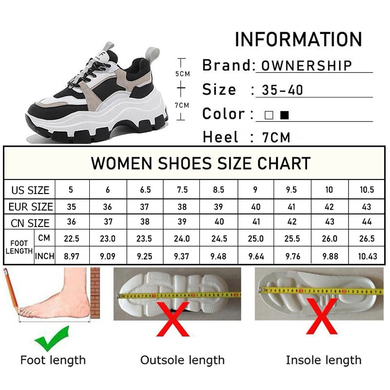 Women's Chunky Sneakers Thick Bottom Platform Shoes