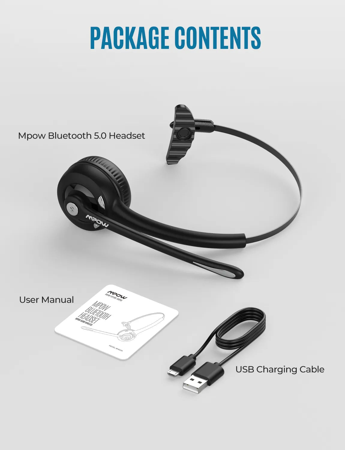 Wireless Bluetooth headphone With Microphone Call Center