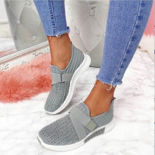 Woman Slip On  Vulcanized Mesh Breathable Shoes