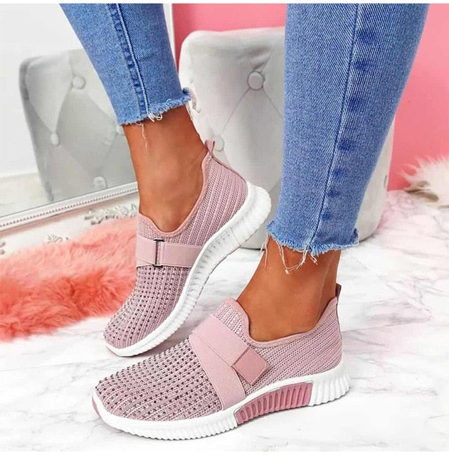 Woman Slip On  Vulcanized Mesh Breathable Shoes