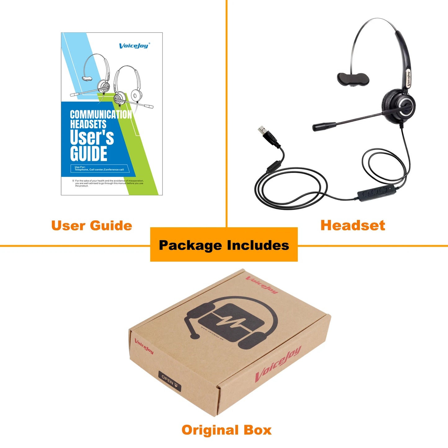 Call Center Headphone with Noise-Canceling Mic