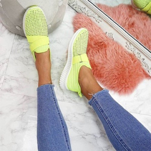 Woman Slip On  Vulcanized Mesh Breathable Shoes