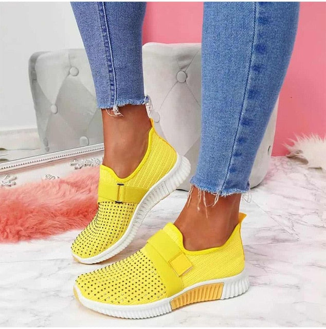 Woman Slip On  Vulcanized Mesh Breathable Shoes