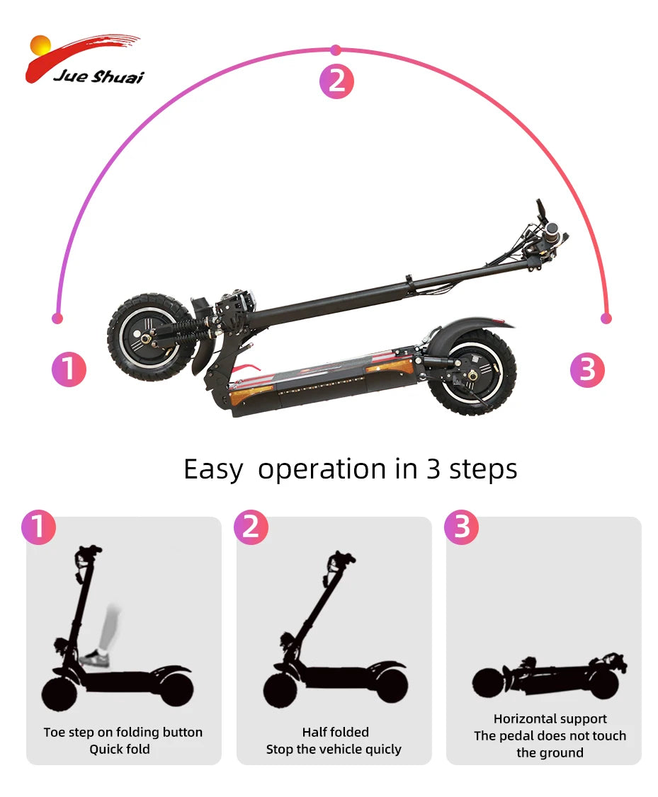 Electric Scooter for Adults, Long Range, 10 Inch Pneumatic Tires