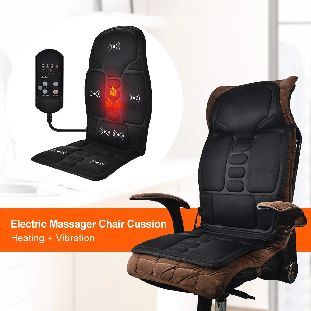 Electric Vibrating Car Massage  Mat Portable Infrared Heating Back Vibrator