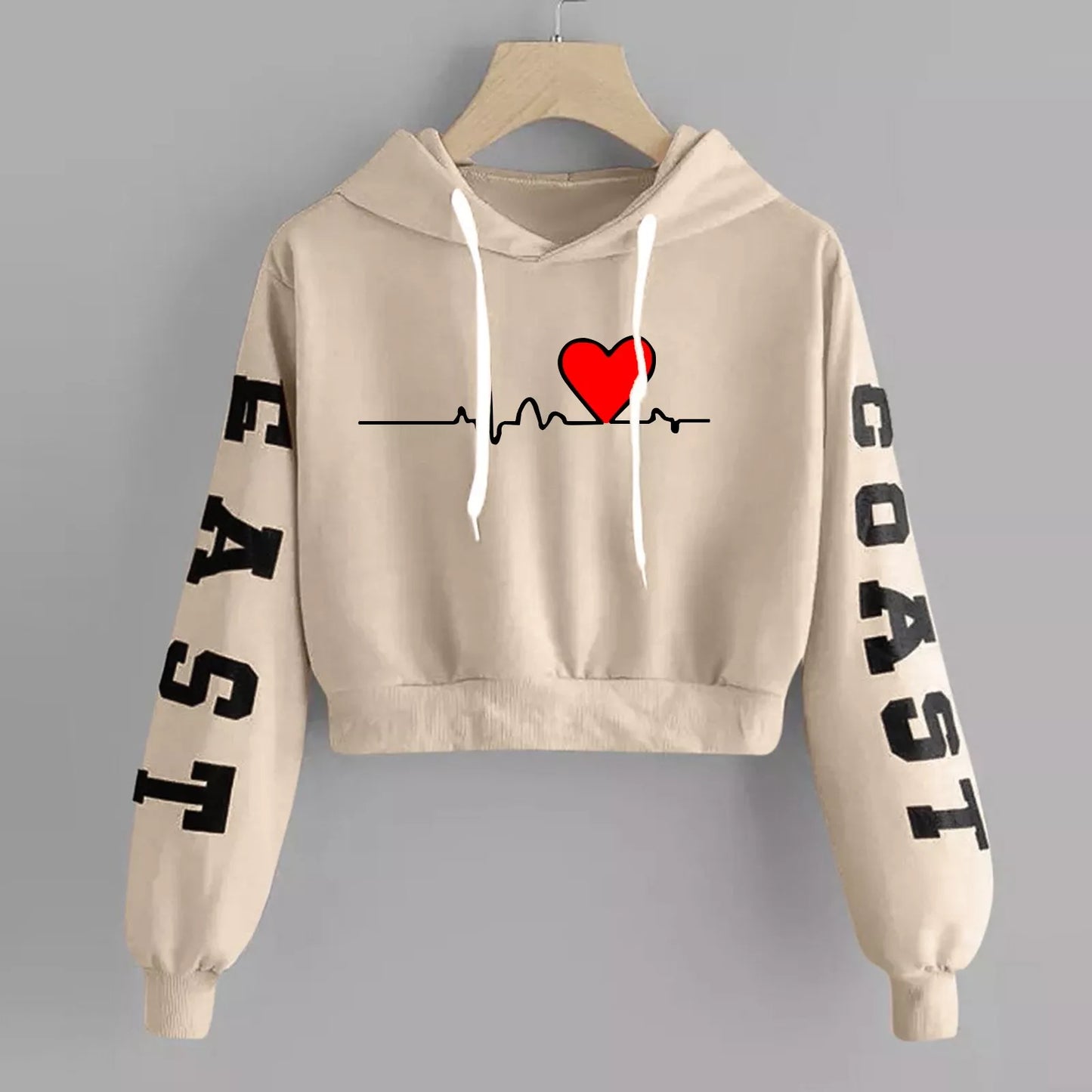 Heart Print Hoodie Woman Sweatshirt