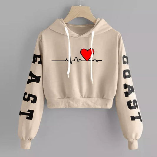 Heart Print Hoodie Woman Sweatshirt