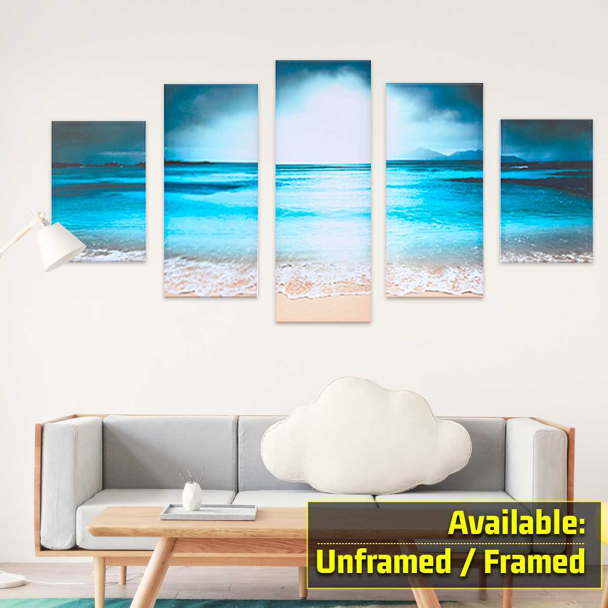 5Pcs Sunset Seaside Canvas Print Wall Modern Art - peterkaczconnect