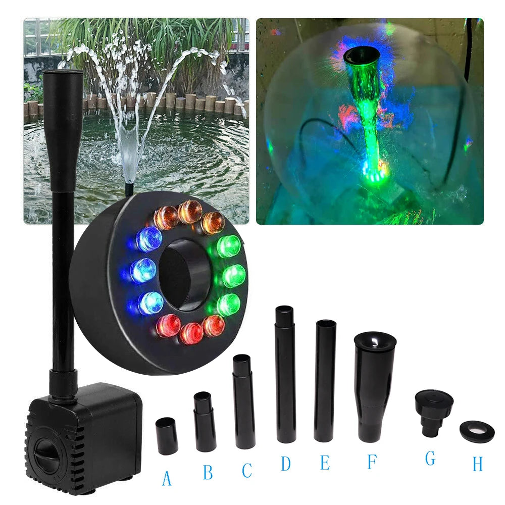 LED Water Pump Ultra-quiet Submersible 12 LED Light Water Pump