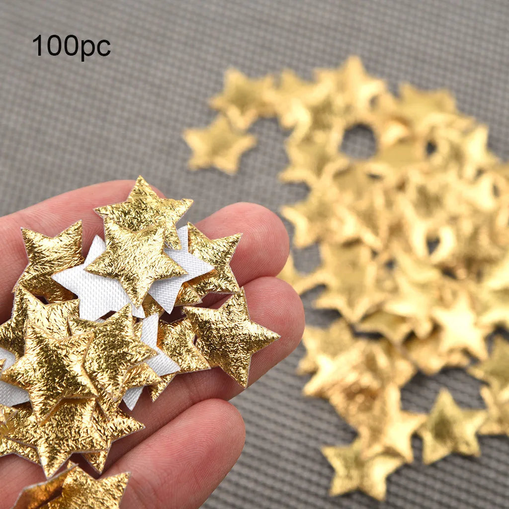 100Pcs Gold and Silver Cloth Star Applique