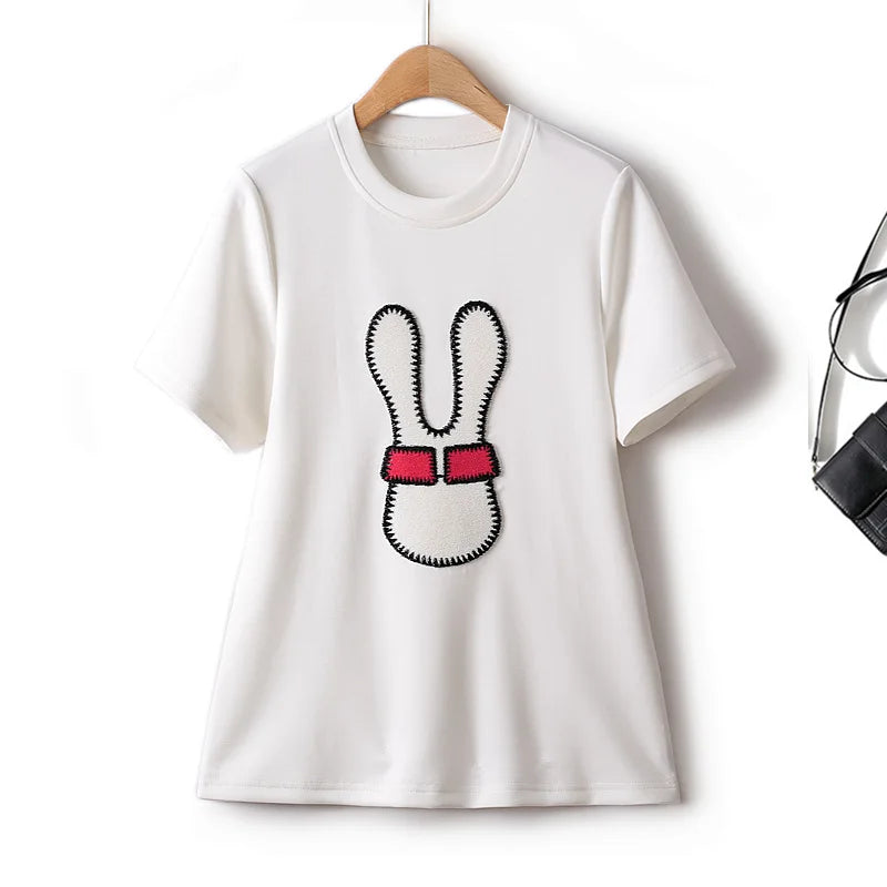 Cartoon Printed Women's Short Sleeve Oversized T-shirt