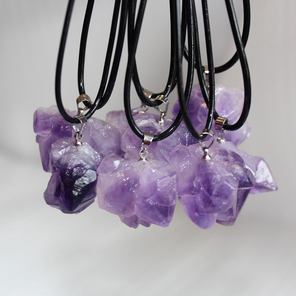 Purple Brazilian Amethyst Quartz Crystal Cluster Pendant - peterkaczconnect