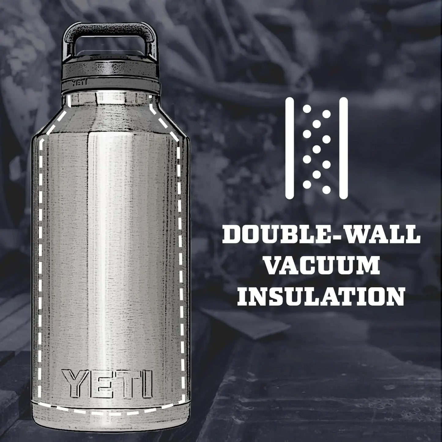 YETI Rambler 64 oz Bottle, Vacuum Insulated, Stainless Steel with Chug Cap