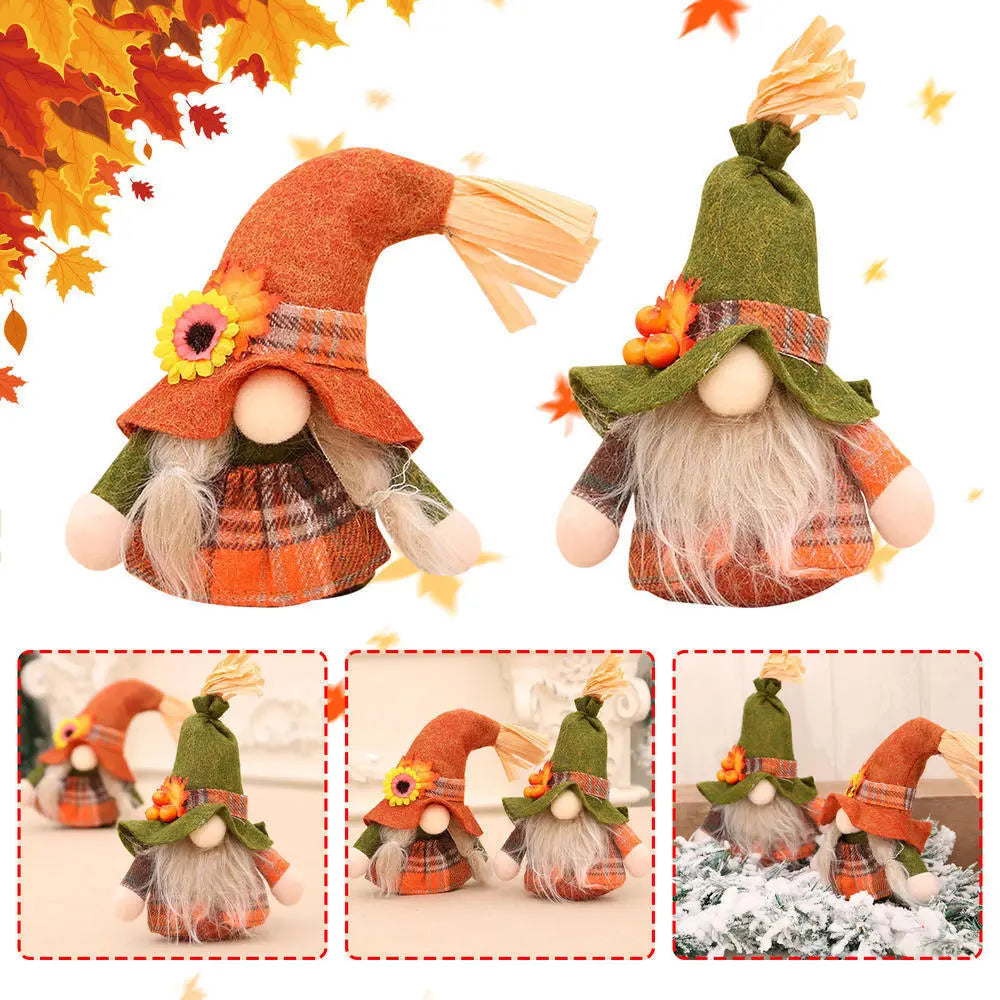 Gnome Elf Dwarf Ornaments Autumn Halloween Thanksgiving Decoration