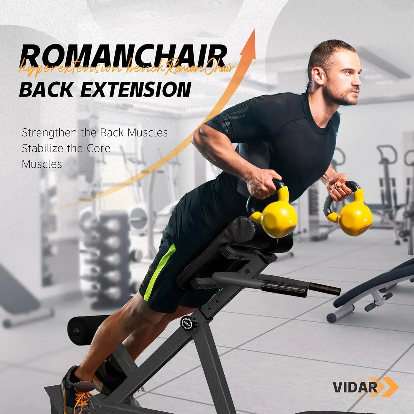 Back Extension Machine - Lower Back Hyperextension Bench - Adjustable