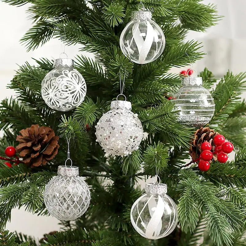 Christmas Ornaments Balls 25 Pieces Glittering Silver White