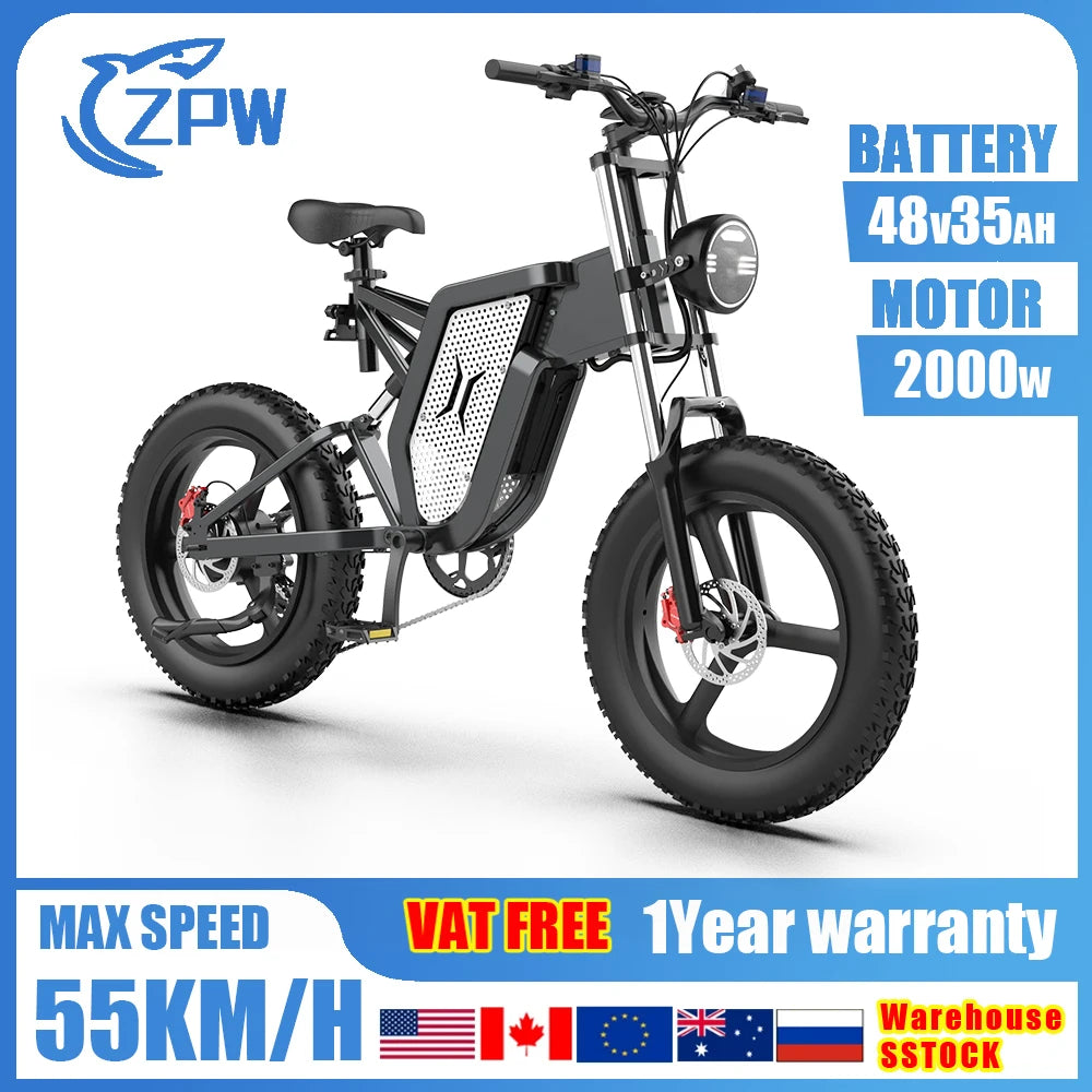 Electric Bicycle 2000W 48V 20inch 4.0 off-road Mountain Ebikes