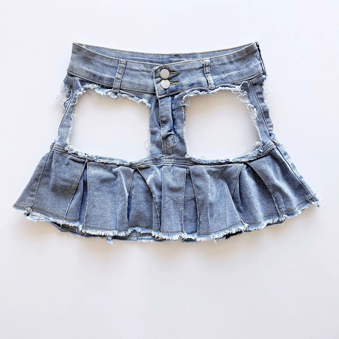 Sexy Hollow Out Holes Erotic Denim Skirt