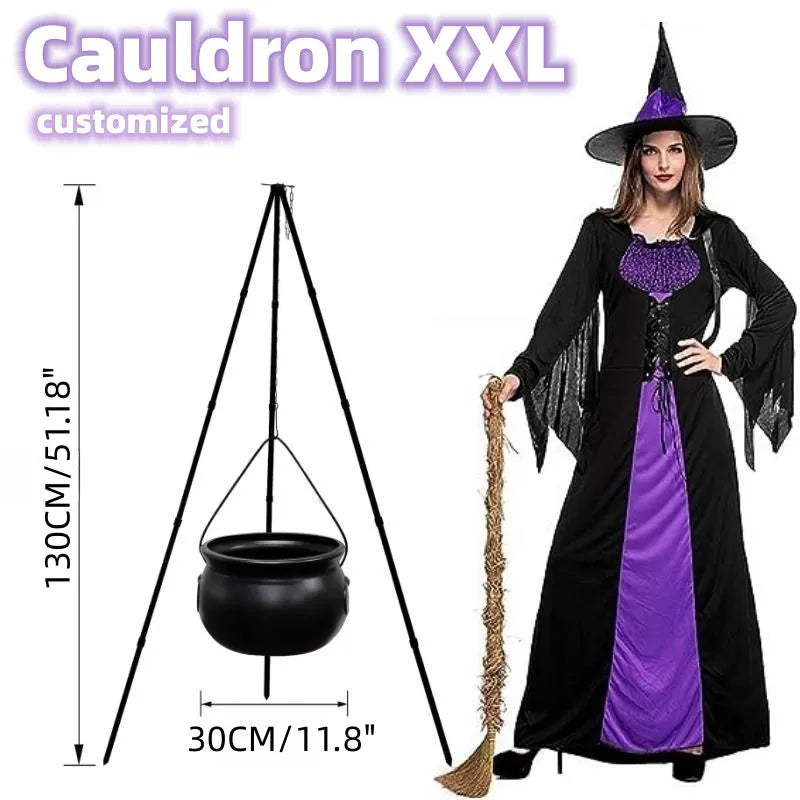 51in Halloween Decor Outdoor 12in Large Witch Cauldron on Tripod