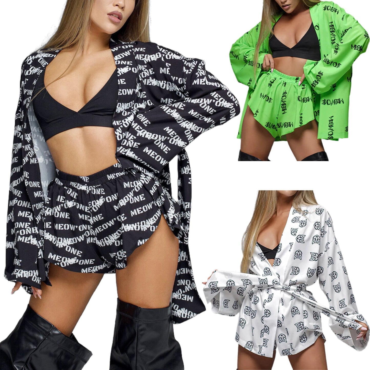 Long-sleeved Pajamas Shorts Suit Two-piece