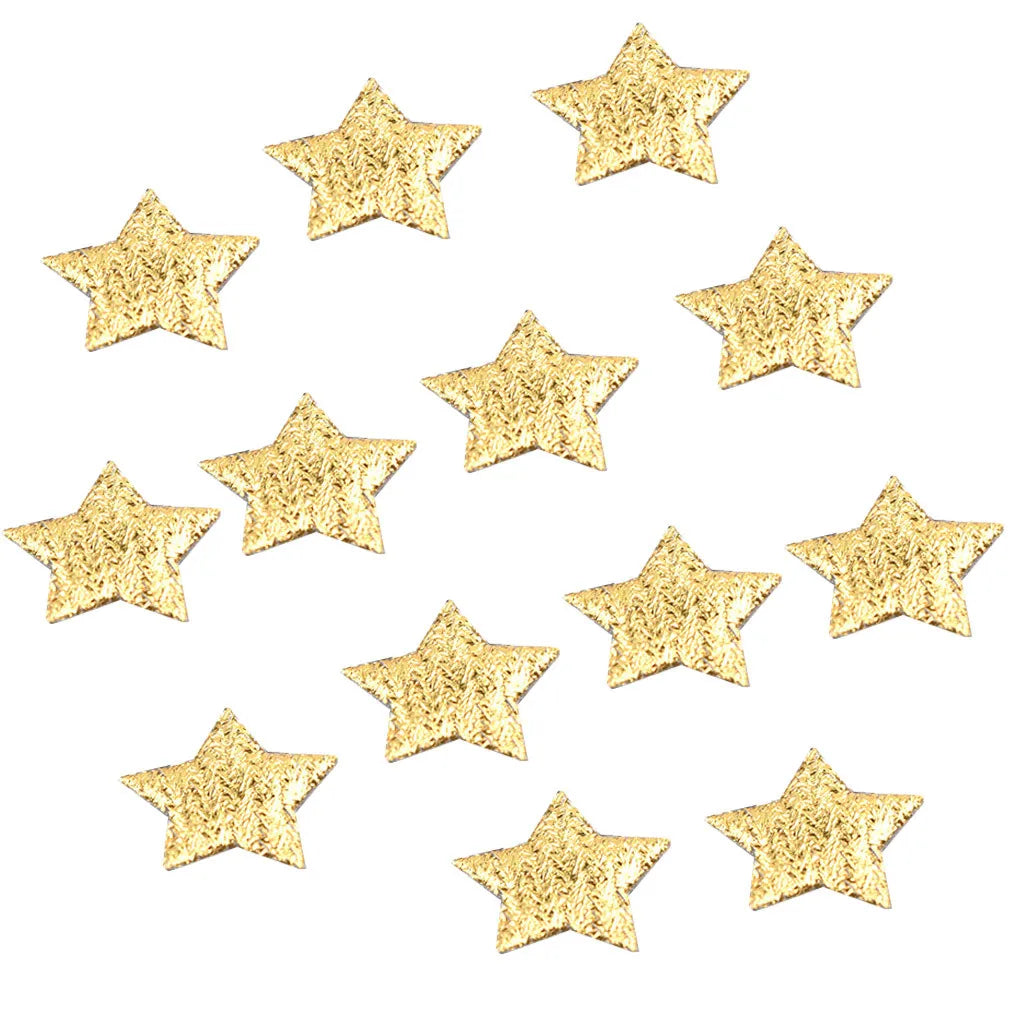 100Pcs Gold and Silver Cloth Star Applique