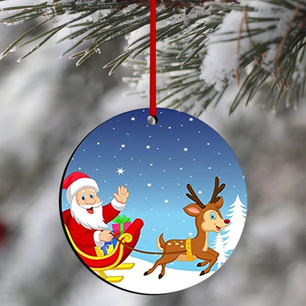 Double Sides Sublimation Ornament Blanks Round Christmas Xmas Tree Decoration