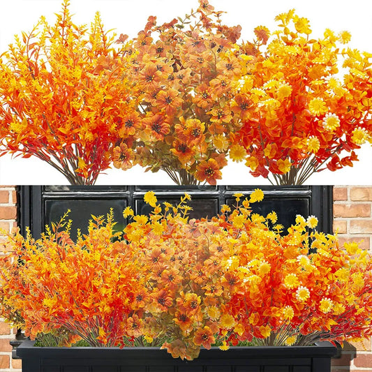 Artificial Fall Flowers Outdoor Plastic Shrub Plant Decoration