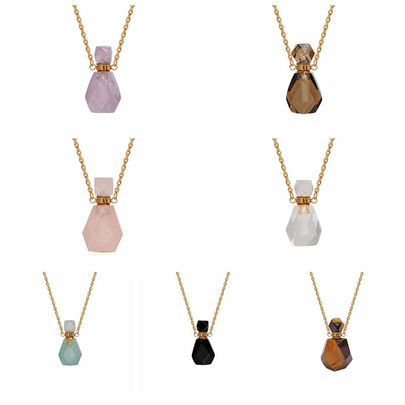 Natural Crystal Perfume Bottle Essential Oil Diffuser Necklace - peterkaczconnect