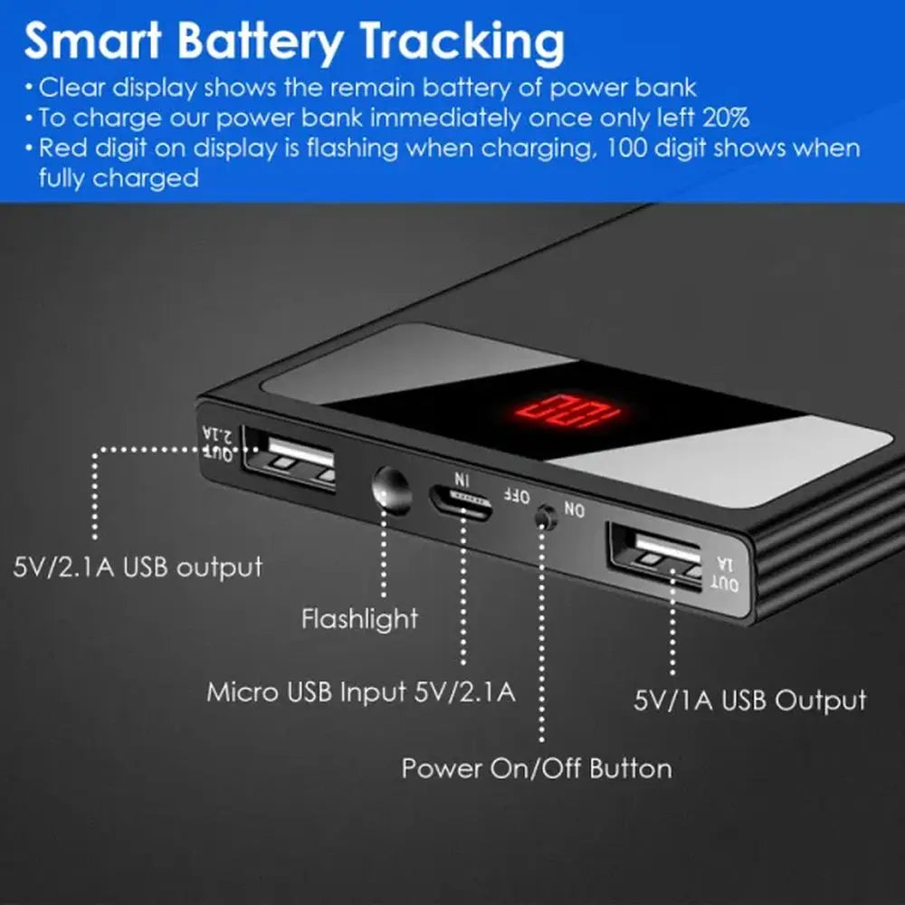 Power Bank Ultra Thin External Battery Pack Phone Charger