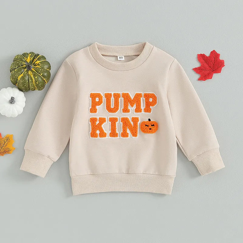 Halloween Baby Boy Girl Clothes Pumpkin Embroidery Pullover