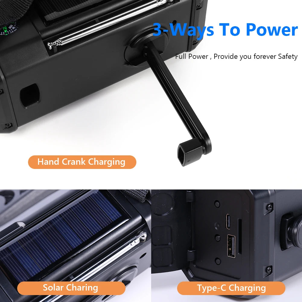 Emergency Solar Power Radio Hand Crank Dynamo Wind Up Phone Charger